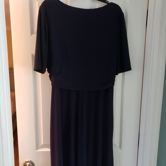 Chaps Dark Navy Blue Dress XL, Polyester, Elbow Length Sleeve - Picture 4 of 7